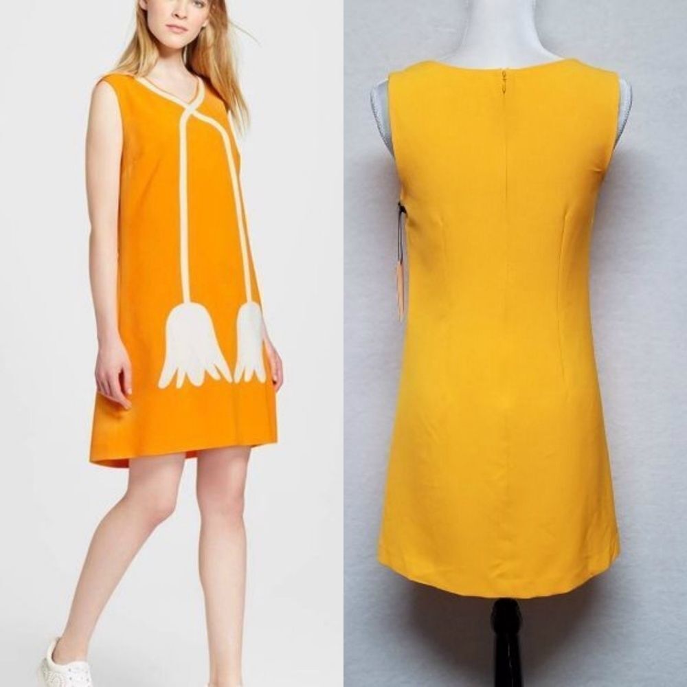 VICTORIA Beckham Yellow Hanging Tulip Shift Dress